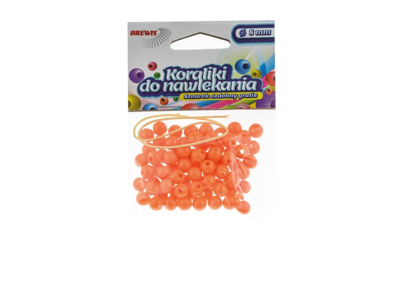 Koraliki do nawlekania 8mm K8-3 pomarańczowy Brewis